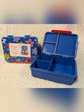 Cat & Jack Blue/Floral Snap Close Bento Box BRAND NEW NEVER USED